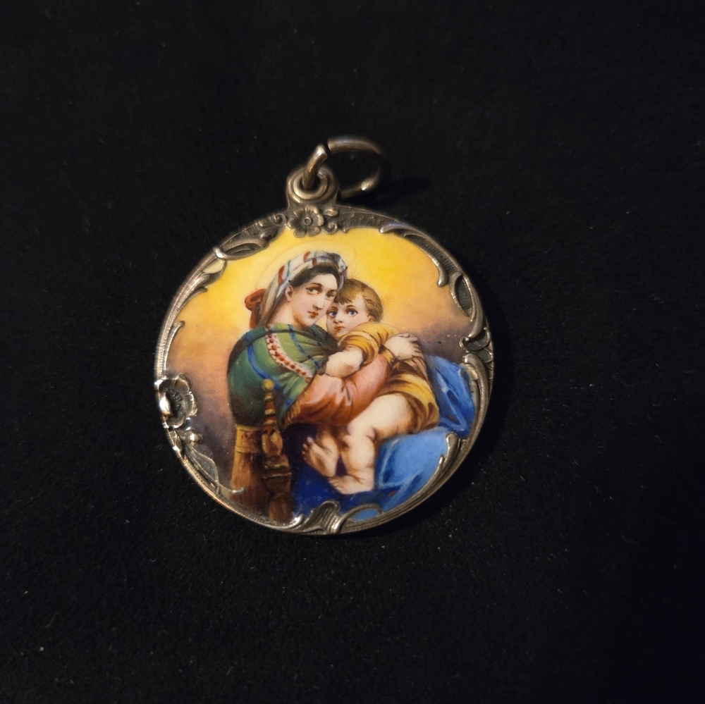 Jugendstil Meyle And Mayer Mother And Child Enameled Depose 900 Silver Dragonfly - Picture 3 of 9